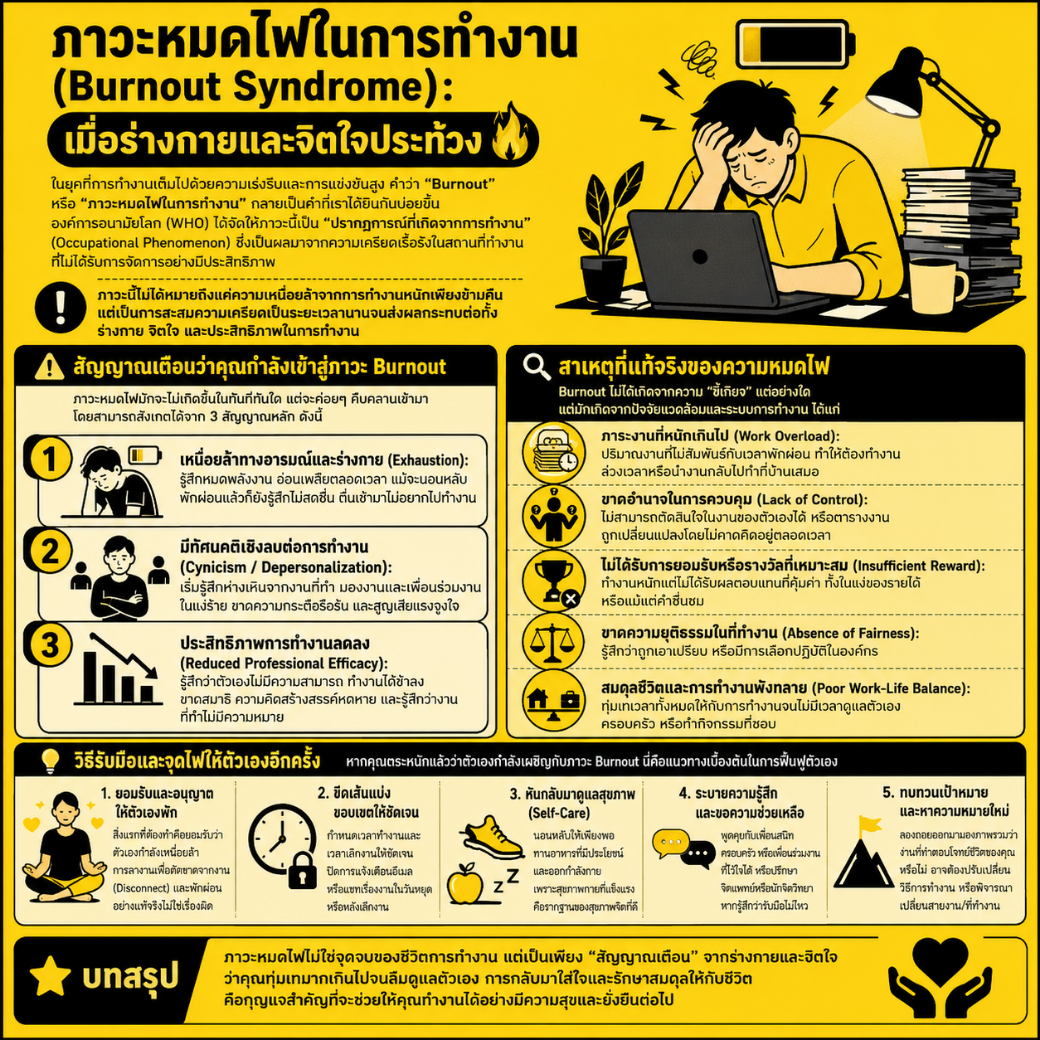 ภาวะหมดไฟในการทำงาน (Burnout Syndrome): เมื่อร่างกายและจิตใจประท้วง